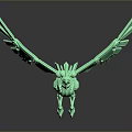 Green Mechanical Flying Bird With Spread Wings And Shiny Translucent Feather Structure 3d model