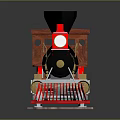 Detailed Red and Black Vintage Steam Train Model with Gold Accents on Track