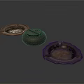 Household Textured Ashtrays Set of Three with Various Shapes and Classic Design