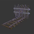 Rustic Wooden Architectural Fence Gate With Circular Design And Extended Wooden Track