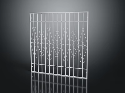 White Decorative Metal Railings With Intricate Geometric Patterns Shiny Surface And Vertical Bars 3d model