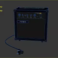 FABIO Electric Guitar Amplifier with Control Knobs and Connected Power Cable 3d model