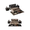 Modern Double Bed With Neutral Bedding Bedside Tables And Area Rug