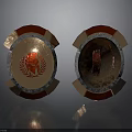 Ancient Medieval Ornate Shield With Red Gold Edges Emblem And Reflective Surface