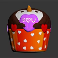 Owl Shaped Cupcake With Pink Heart I Love U And Red Wrapper Decorations