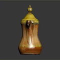 Vintage Copper Kettle with Gold Plated Lid and Curved Spout Design