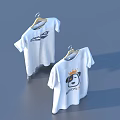 Two White T Shirts With Summer Blue Graphic And Lovely Cartoon Dog Crown Design