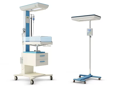 Medical Devices For Infant Care With Mobile Stands Drawers And Top Control Panels 3d model