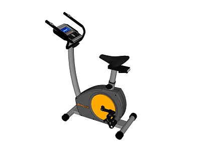Gray And Yellow Exercise Bike With Digital Display Comfortable Seat And Sturdy Pedals 3d model