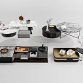 Modern Coffee Tables With Marble Top Different Shapes And Storage Design 3d model