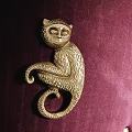 Luxury Dining Chairs With Red Velvet And Paisley Fabric Golden Bamboo Legs Armrests And Emblem