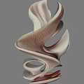 Modern Abstract Sculpture With Fluid Curves Layered Texture And Sleek Design Elements 3d model