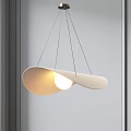 Modern Curved White Pendant Light With Glowing Bulb In Window Scene