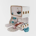Kids Bunk Bed Design With Pastel Colors Staircase Storage Lower Mattress Pillows And Doll Rug