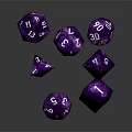 Shiny Purple Polyhedral Dice With Numbers Floating On Dark Background