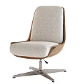 Modern Office Chair With Wooden Frame Light Fabric Upholstery And Swivel Base Design