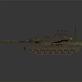 Modern Camouflaged Military Tank With Long Gun Barrel Heavy Tracks And Turrets