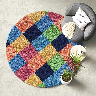 Modern Round Carpet Decorative Ornaments Plush Carpet 3d model
