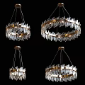 Modern Multi Tiered Crystal Chandeliers With Metal Rings And Hanging Lighting Design