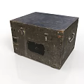 Vintage Wooden Storage Box With Metal Clasps Worn Surface And Handles