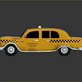 Vintage New York Yellow Taxi with TAXI Sign on Roof and Black Checkered Body