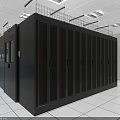 Modern Data Center Room With Glass Partitions Server Racks And Computer Consoles 3d model