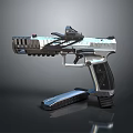 Futuristic Sci-Fi Pistol With Metallic Body Detailed Grip And Tactical Design