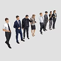 Group of Business Professionals in Formal Attire Standing Isolated on White