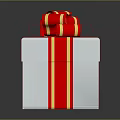 White Gift Box With Red And Gold Ribbons And Large Bow For Daily Life
