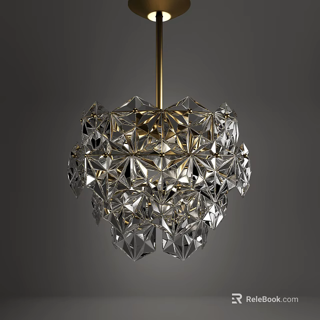 Modern Luxury Crystal Chandelier With Geometric Faceted Crystal Pieces For Interior Lighting 3d model 