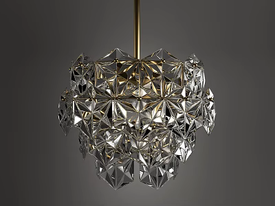 Modern Luxury Crystal Chandelier With Geometric Faceted Crystal Pieces For Interior Lighting 3d model