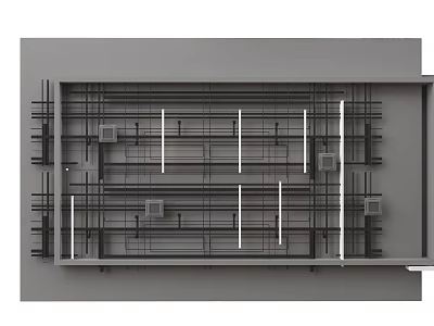 Modern Ceiling Structural Design With Grid Pattern And Recessed Lighting Strips 3d model