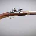 Vintage Flintlock Musket Featuring Wooden Stock Brass Accents And Metal Components