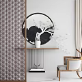 New Chinese style end view table pendant single chair combination 3d model