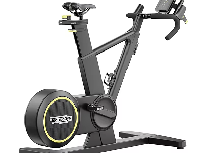 SPINWAY Black Spin Bike with Yellow Accents and Digital Display for Home Gym Fitness 3d model