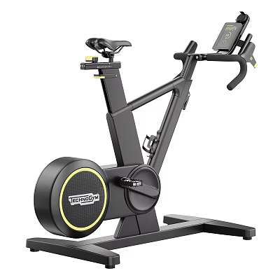 SPINWAY Black Spin Bike with Yellow Accents and Digital Display for Home Gym Fitness 3d model
