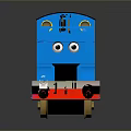 Blue Cartoon Style Train Model With Number 1 And Smiling Face 3d model