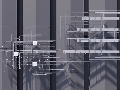 Detailed Ceiling Structural Framework Design With Support Pipes And Elements 3d model