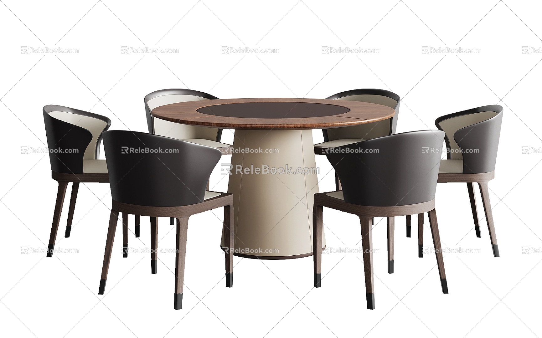 Round dining table and chair combination 3d model