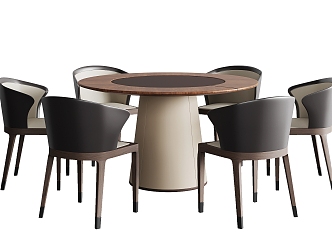 Round dining table and chair combination 3d model