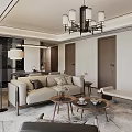 Modern Living Dining Room Interior Design With Neutral Tones Sofa Coffee Table And Chandelier