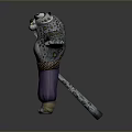 Cartoon Leopard Character With Spotted Fur Purple Shorts Yellow Arms And Muscular Body Arms Outstretched