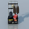 Swing Door Storage Rack With Hanging Coat Hat Backpack And Shoes 3d model