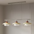 Modern Three Light Pendant Chandelier With White Lampshades Red Accents And Metallic Frame