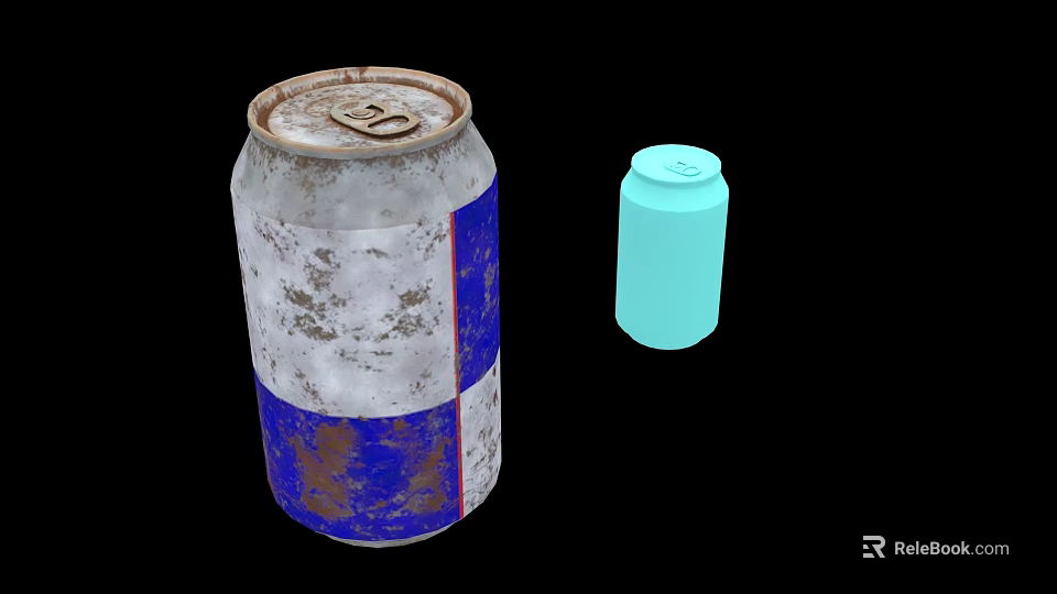 Rusty Blue And White Weapon Canister With Light Blue Container On Black 3d model