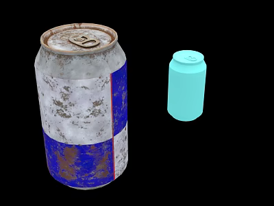 Rusty Blue And White Weapon Canister With Light Blue Container On Black 3d model