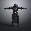 Man Wearing Black Armor With Red Details Standing Pose Arms Outstretched