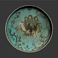 Home Furniture Decorative Bowl In Turquoise With Ornate Patterns And Inscriptions