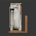 Rusty Haier Air Conditioner With Red Flower Decoration And Weathered Exterior