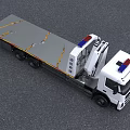 White Volvo Road Rescue Tow Truck With Flatbed And Blue Red Emergency Lights